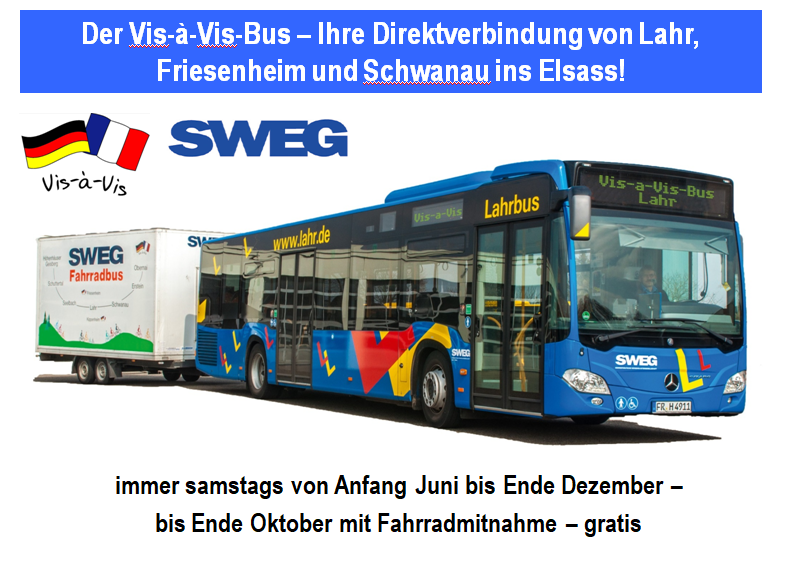 SWEG Der Vis-a-Vis-Bus  - Ihre Direktverbindung von Lahr, Friesenheim und Schwanau ins Elsass! 